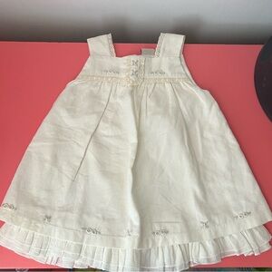 Brums White Dress with Abalone Button Accents